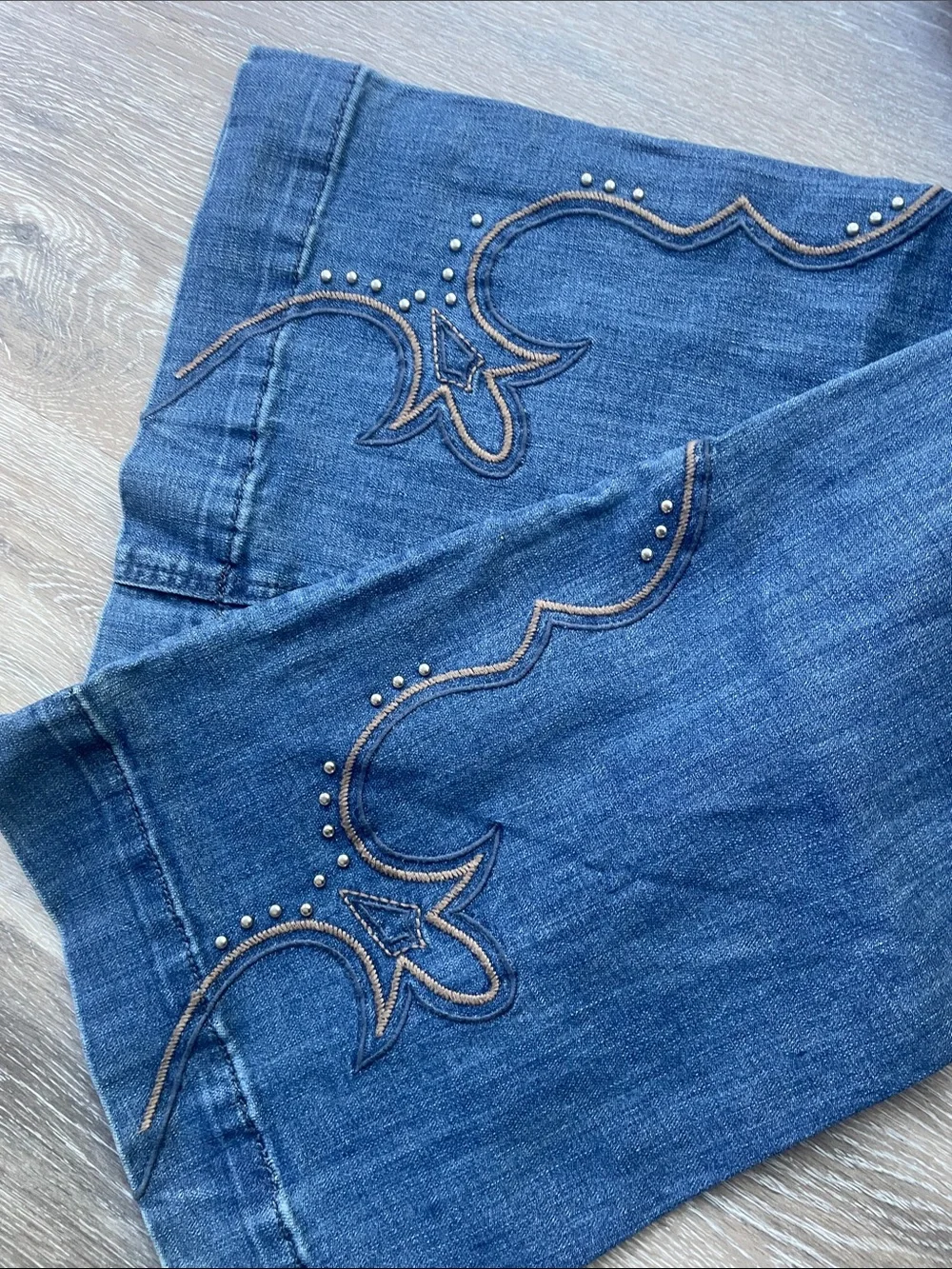 Embellished Dark Blue Bootcut Rock & Roll Denim Jeans for Women Sz 29x34